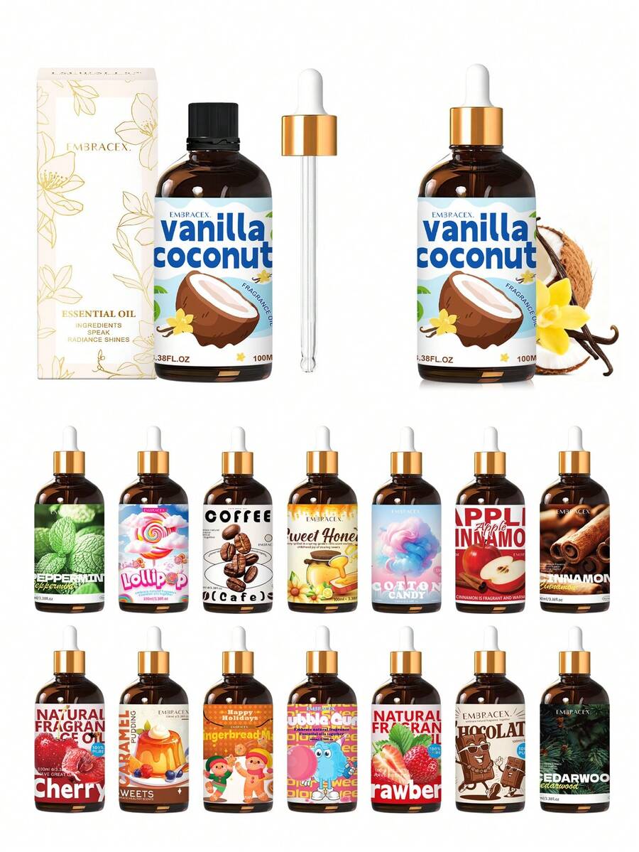 EMBRACEX. 100ml Fragrance Oil, Fruit & Floral Botanical Scent, With Dropper, Christmas Gift Set, Suitable For Aromatherapy Diffuser, Humidifier, DIY Soap And Candle Making, Reed Diffuser, Car Air Freshener, Home Decor, Home Living Supplies, Christmas Atmosphere