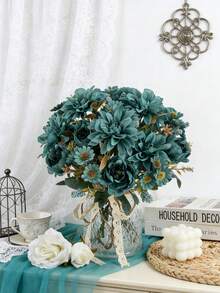 1件仿真花-丝绸大丽花，假植物，家居，餐厅，客厅，户外花园装饰，母亲节礼物，生日礼物，毕业季礼物，婚礼季，插花艺术，摄影道具，秋季，春季，花瓶，花墙，花环，新娘捧花，婚礼装饰，DIY花环材料，生日派对装饰材料，家居装饰配件，情人节。 - 藍色 - 查看 6