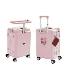 TABU 20" Ride On & Carry On Luggage With Tablet & Cup Holder, 200 Lbs , 360° Silent Wheels & TSA Lock, Pink/ Vanilla/Cream Coffee/Black - 粉色 - 查看 1