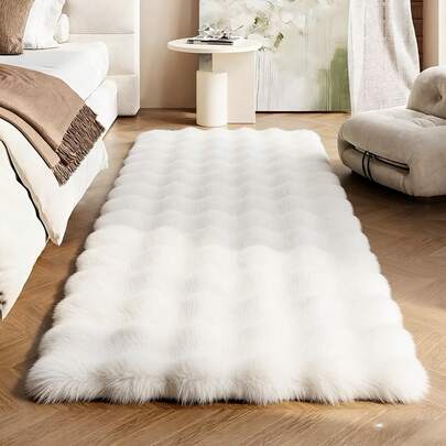 1pc Plush Carpet, Soft Long Pile Home Mat, Gray/White/Camel/Pink Long Pile Rectangular Washable Carpet Suitable For Living Room, Bedroom, Hallway, Lightweight, Fluffy, Solid Color, Suitable For Office, Room, Bedroom, Thick Carpet, Thick Carpet, Furry Carpet, Autumn/Winter Carpet, Thick Carpet Bathroom Decor