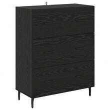 vidaXL 2 Stück Highboard In Schwarzeichen-Optik Aus Engineered Wood Und Glas - Black - View 5