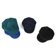1 Piece Solid Color Corduroy Hat Women's Duckbill Cap Autumn Winter Versatile Artistic Painter Hat British Retro Octagonal Hat Women's Beret Suitable For Shopping And Travel - 藍色 - 查看 3