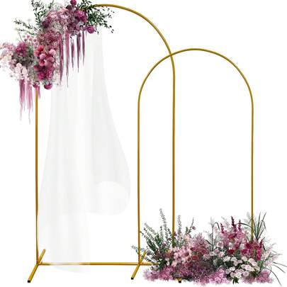 Metal Arched Background Frame, 1 Piece Wedding Arched Frame 5 Feet,6 Feet, 6.6 Feet, 7.2 Feet, Arched Background Frame For Birthday Party Graduation Ceremony Decoration (Arch Stand Only Included)