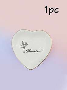 Custom Jewelry Tray With Name, Personalized Ring Plates-With Birth Flower, Customized Memorabilia Box, Customizable Travel Jewelry Tray, Wedding Gifts, Birthday Gifts, Anniversary, Valentine's Day, Bedroom, Besties, Friend, Couple, Family, Bride - Style a - View 12