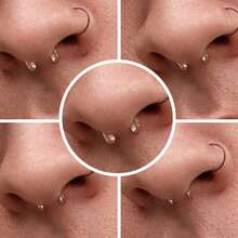 2个16G-8G透明黑色玻璃U型鼻环，鼻钉，鼻钉固定器，扩鼻套装，扁平穿刺饰品，舒适低过敏性 - 2103 - 查看 5