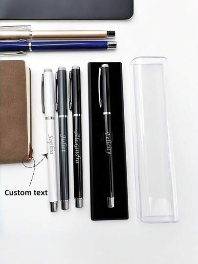 1/5 piezas, Bolígrafos negros personalizados, personalizables con cualquier texto, regalos de vuelta a la escuela, para compañeros de clase, para amigos, regalos del Día del Maestro