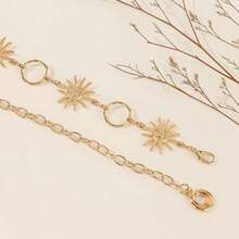 New European & American Sexy Metal Sunflower Waist Chain Dress, Unique Design Waist Belt Chain For Women - Gold - View 4