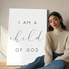 1pc I Am A Child Of God Poster, Inspirational And Motivational Wooden Framed Wall Art, Wrapped Canvas Vintage Prints Poster, John 112 - Minimalist, Minimalist, Modern, Graphic Style, Birthday Party Decor, Decorative Wall Art for Living Room Bedroom Office, Hanging Hardware Included - Wrapped Framed Canvas, Vertical - Lienzo enmarcado - Ver 5