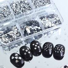 1 Box Holographic Silvery Sequins Epoxy Resin Molds Filling Shining Stars Heart Round Design Nail Jewelry Supplies Paillettes DIY Pendants Crafts Making - Silver - View 5