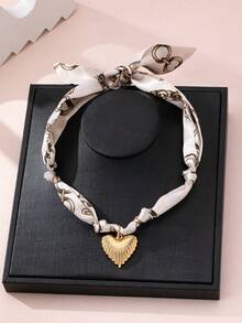 1pc Fashion Heart, Cross, Flower, Ocean & Floral Pattern Scarf Necklace - Scarf Necklace - View 4
