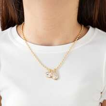 简约优雅多面闪耀吊坠项链，奢华高端百搭颈链饰品配饰，可DIY自由组装串珠链 - 金色 - 查看 7