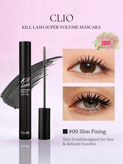 Clio Kill Lash Waterproof Mascara, Curling And Volumizing Formula, Waterproof And Smudge-Proof, Long-Lasting Eye Makeup, Lash Grooming Brush