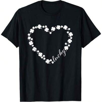 Camiseta de San Patricio con Trébol Irlandés de Cuatro Hojas - San Patricio, cerveza, elfos, trébol de cuatro hojas, estampado lindo, camiseta de cuello redondo, lavable a máquina, 100% algodón, retro, años 2000, Y2K, estilo callejero, a la moda, moderno, personalizado, unisex, fitness, cómodo, camisetas para hombre y mujer, camisetas para niños y niñas. Conjuntos de verano estilo los años 2000