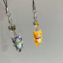 Móc khóa hình mèo nhỏ INS mới, hình động vật hoạt hình phong cách retro Y2K, đồ trang trí treo điện thoại đơn giản, bùa may mắn hình mèo, mặt dây chuyền dây đeo điện thoại tương thích với Android và hầu hết các điện thoại thông minh, quà tặng cho mẹ, gia đình, bạn bè, trẻ em, sinh nhật, ngày lễ. - Dây đeo điện thoại hình trái tim hình mèo con - Xem 5