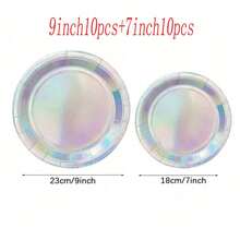 20pcs 7"/9" Disposable Paper Plates, Leak-Proof & Thick, 3-Second Cleanup, Party/Camping/Home Use, Reusable, Suitable For Birthday, Party, Graduation, Christmas, Thanksgiving, Halloween - Silver - View 12