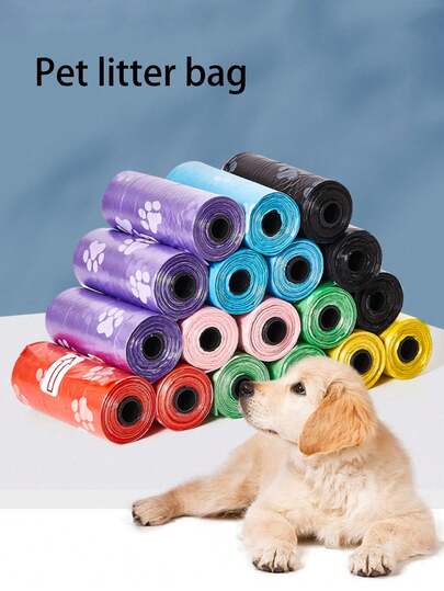 15pcs/Roll Thick Dog Poop Bags - Leak-Proof Pet Waste Bags, Suitable For Outdoor Adventures - Convenient To Carry, Ideal For Dog Owners, Camping, Hiking, Pet Supplies. Random Colors. Cleaning Supplies (Batch Varies, Core Materials Randomly Distributed, No Impact On Product Quality)
