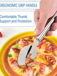 1pc 7.68 Inch/19.5cm Stainless Steel Pizza Cutter Wheel, Suitable For Cutting Pizza, Cake, Waffle - Multicolor - View 7