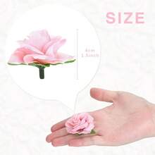50pcs Pink Roses Artificial Flowers Bulk, 1.6 Inch Small Silk Roses Flower Heads Decoration, Crafts, Wedding Centerpieces Bridal Shower Party Home Decor - Pink - View 4