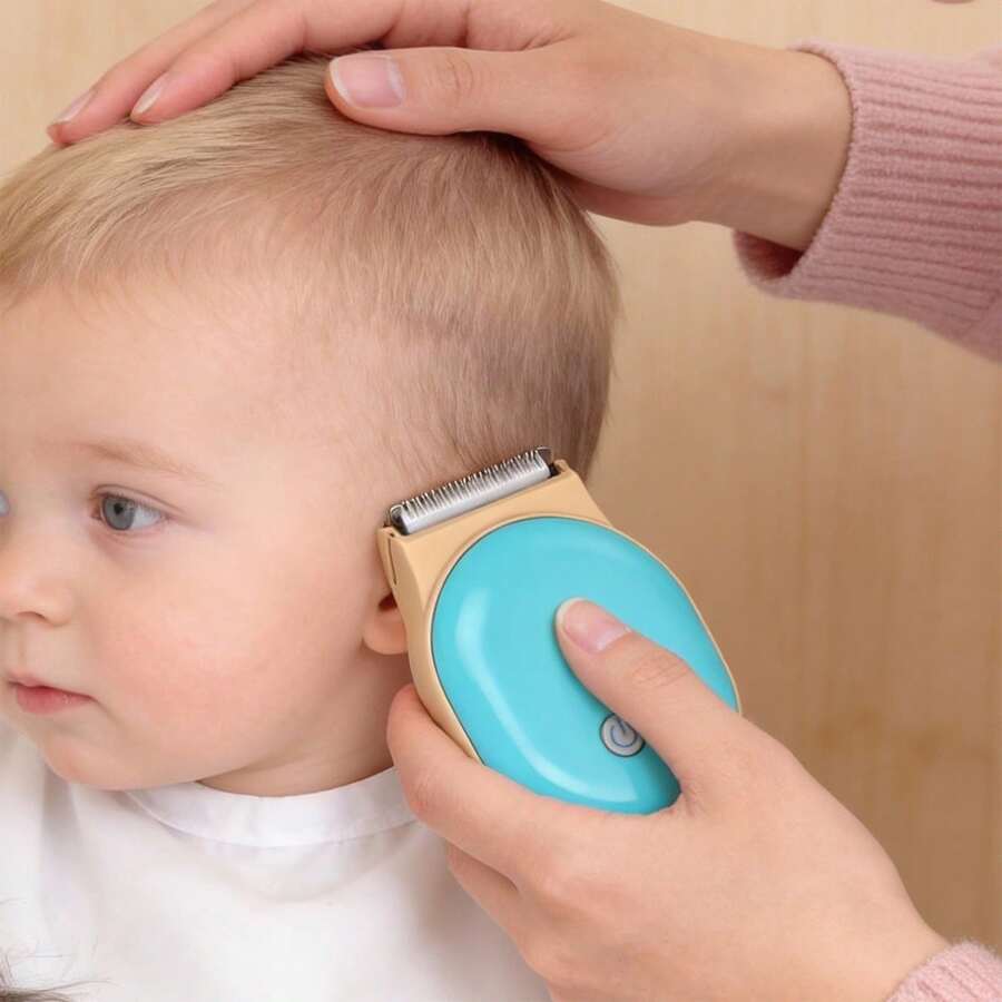 1 套婴儿理发器，HC300，新款小型电动理发器，蓝黄配色方案，儿童静音理发器，防水可充电无线婴儿理发套装，适用于婴幼儿 - 藍色 - 查看 1