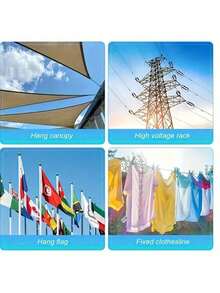 1pc Steel Wire Clothesline, Indoor/Outdoor Wall-Mounted Retractable Clothesline, Adjustable Stainless Steel Rope, Multi-Function Stainless Steel Pet Leash, Reflective And Anti-Rust, Foldable Drying Rope, Suitable For Indoor/Outdoor Laundry, Camping Accessories, 2mm Thick - Multicolor - View 2