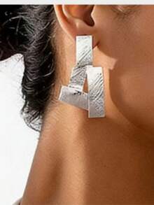 1 pieza Collar con diseño geométrico exagerado y de moda - Negro de pistola - Ver 4