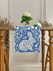 1 pieza Camino de mesa con estampado de Pascua, Camino de mesa con conejito de Pascua, Material de lino, Disponible en múltiples tamaños, Adecuado para comedor del hogar, decoración de cocina, decoración del hogar, fiestas al aire decoración de restaurantes, Apariencia de lino texturizado - Multicolor - Ver 5