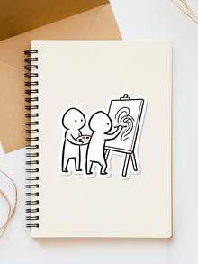 1pc Simple Line Drawing Image Sticker Pack – Fun Stickers For Laptops, Water Bottles, And Notebooks.Add An Artistic Touch To Your Essentials With These Simple Line Drawing Image Stickers. - Fine - View 2