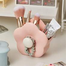 Floral Makeup Brush Holder, Wall-Mounted Bathroom Vanity Desktop Organizer Box, Cute Cartoon Toothbrush Holder - Multicolor - View 3