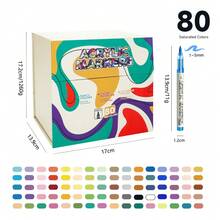 12/24/36/168 Cores Canetas Marcadoras Líquidas de Acrílico, Estudante Arte Profissional Desenho Ponta Macia Marcadores Coloridos, Compacto Papel Empilhável Para Livros de Colorir DIY, Adequado Para Vidro, Pedra, Arte Corporal À Prova D'água, Essencial Volta às Aulas - Multicolorido - Visão 15