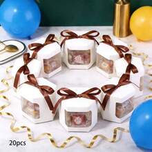 20pcs/Pack Gift Boxes With Display Window, Hexagon Paper Boxes With Lids, Suitable For Gifts, Crafts, Cakes, Candies, Wedding Party, Birthday Boxes For Various Festivals And Occasions - Multicolor - View 2