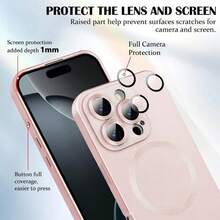 Hadaasi 1个粉色软磁保护壳，奢华金属哑光漆面，带摄像头镜头保护膜，柔软TPU材质，防摔防刮，兼容无线充电，适用于苹果17Pro/17ProMax/Air/17/16Pro/16ProMax/16Plus/16/16E/SE4/15Pro/15ProMax/15Plus/15/14Pro/14ProMax/14Plus/14/13Pro/13ProMax/13/12Pro/12ProMax/12/11ProMax/11/11Pro - 淺粉色 - 查看 4