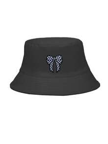 1pc Women's Plaid Bow Bucket Hat, Sun Protection, Windproof, Warm, Suitable For Daily Wear - Multicolor - View 18