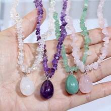 Bohemian Crystal Necklace | 1 Pc Asymmetrical Natural Stone & Pendant, Unique Women's Holiday Gift - Bohemian Necklace - View 12