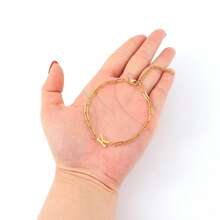 1pc Fashion Simple Initial Golden Stainless Steel Paper Clip Chain Bracelets For Women - Yellow Gold - View 3