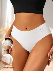 1件装女士蕾丝设计性感透气舒适弹力内裤，理想的圣诞礼物 - 白色 - 查看 1