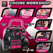 Role Playing Realistic Mechanic Disassembling Building Toy Truck With Remote Control Key - Pink - View 5