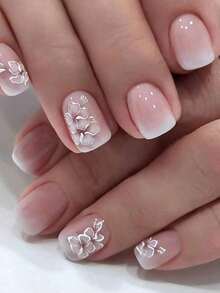 24pcs/Set Short Square Shaped Minimalist Style Nail Tips With Printing, Including 1pc Nail File And 1pc Jelly Glue Press On Nails Nail Supplies - 彩色 - 查看 1