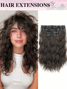 Clip-In Hair Extensions, 4pcs/Set 12-Inch Short Wavy Hair Pieces, Invisible Hair Fringe, Soft Synthetic Fiber Material, Suitable For Women's Daily Wear - Multicolor - View 14