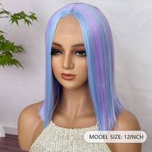 女士时尚潮流齐肩波波头全头假发 - 高品质耐热合成假发，粉色/金色/紫色可选 | 适合派对、节日和角色扮演的多功能假发 - 彩色 - 查看 6