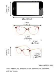 1 Pair Cute Leopard Print TR90 Round Frame Fashion Eyeglasses, Spring Hinges Metal Non-Prescription Glasses Glasses For Daily Wear, Non-Prescription Computer Glasses - Multicolor - View 3