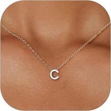 ChicSilver Initial Necklace 26 Letters A-Z Charms 925 Silver / Gold Chain Necklaces For Women Jewelry Accessories Mini Minimalist Alphabet Names For Mothers Couples Birthday - 白金 - 查看 4