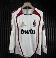 AC Milan Jersey 2006/2007 KAKA 22 Long Sleeve Retro Vintage Football Jersey Sports Top - 紅白色 - 查看 2