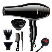Professional Hair Dryer With Diffuser - Powerful & Fast Hair Dryer, AC Motor Heating, Cold & Hot Air Constant Temperature, Gentle On Hair, Comes With Diffuser And Concentrator Nozzle - Black - View 1