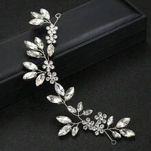 1 pieza Diadema de vidrio elegante, accesorio para el cabello de novia y boda, adecuado para todas las estaciones - blanco plateado - Ver 13