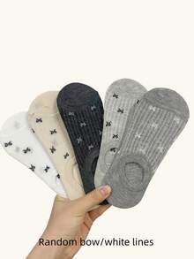 5 Pairs Cute Bow Breathable Socks - Moisture-Wicking, High Elasticity, Comfortable Essential, Suitable For Sports Enthusiasts, Daily Wear, Fun Gift, Birthday Gift, Unisex - Multicolor - View 10