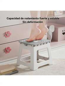 1 pieza aburete Plegable portátil con asa, Taburete de Plástico Antideslizante Reposapiés Compacto y Resistente Escalera Ligera Sillas Plegables Ideal para Baño Cocina Dormitorio Camping,portátil mini silla plegable al aire libre para adultos, silla de pesca portátil - Gris - Ver 3