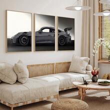 3pcs Car Poster Prints, Suitable For Children's Room, Home Office, Daycare, Dorm Gift (For Men), Fun Canvas Wall Art, Applicable For Home Bedroom Kitchen Living Room Bathroom, Hotel, Cafe, Office Decor - Multicolor - View 9