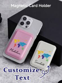 Custom Text Map MagSafe Card Holder Compatible With IPhone 12-17 - Perfect Gift For Travel Lovers Dad Boyfriend - Multicolor - View 3