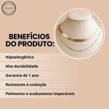 Presente Colar Choker Gargantilha Escama Feminino Banhado a Ouro 18K - Dourado - Visão 2