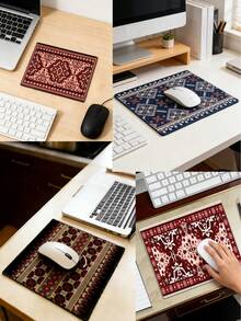 Mouse Pad Quadrado Pequeno, Base de Borracha Boêmia, Adequado para Mouse Sem Fio de Computador de Mesa, Escritório, Computador Portátil, Decoração de Escritório Doméstico - Quadrado - Visão 1